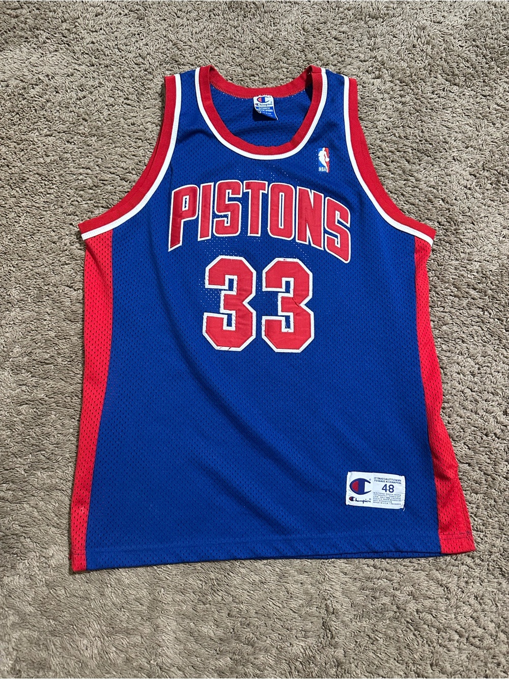Vintage NBA Champion Detroit Pistons “Hill” jersey 90s sixe Xl
